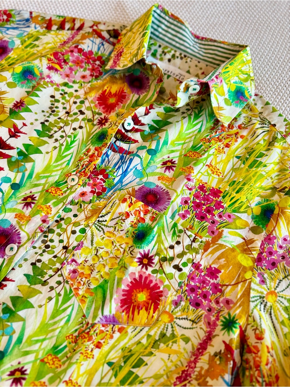 LABORATORIO CAPRI Yellow Floral Long-Sleeve Shirt Mini Dress - Picture 11 of 16